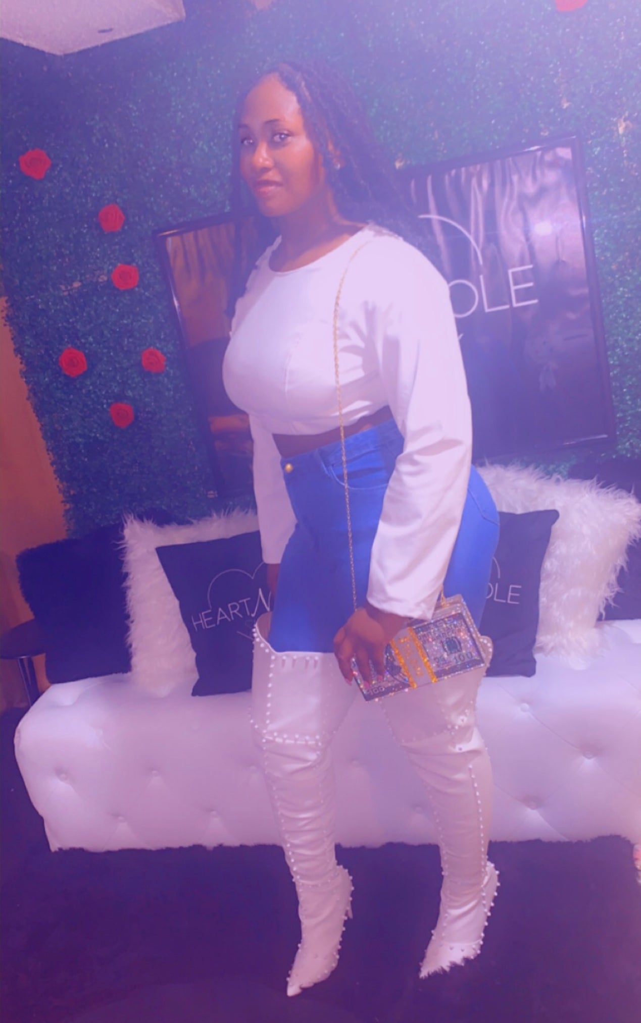 White leather crop top