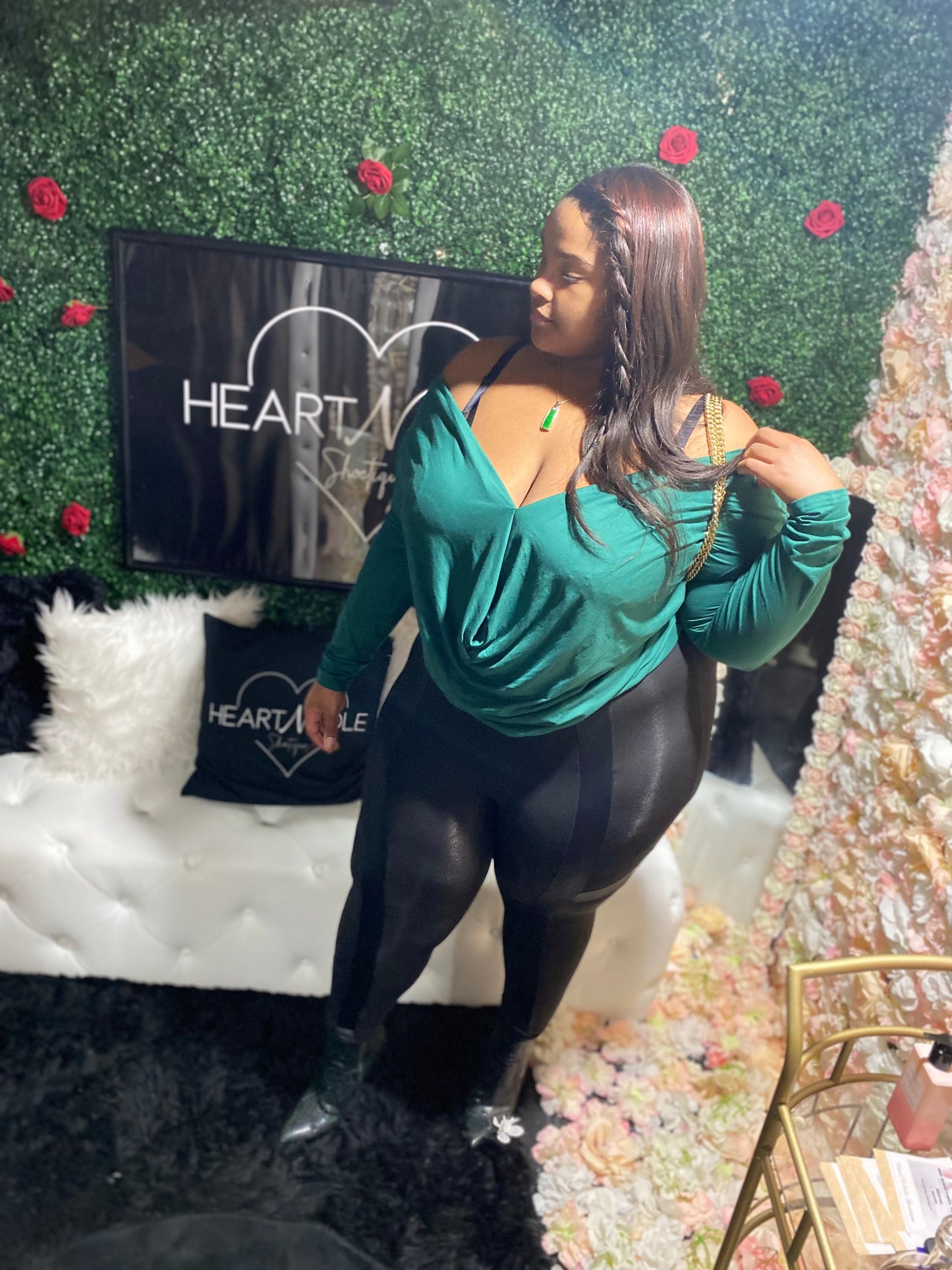 Plus leather panel leggings