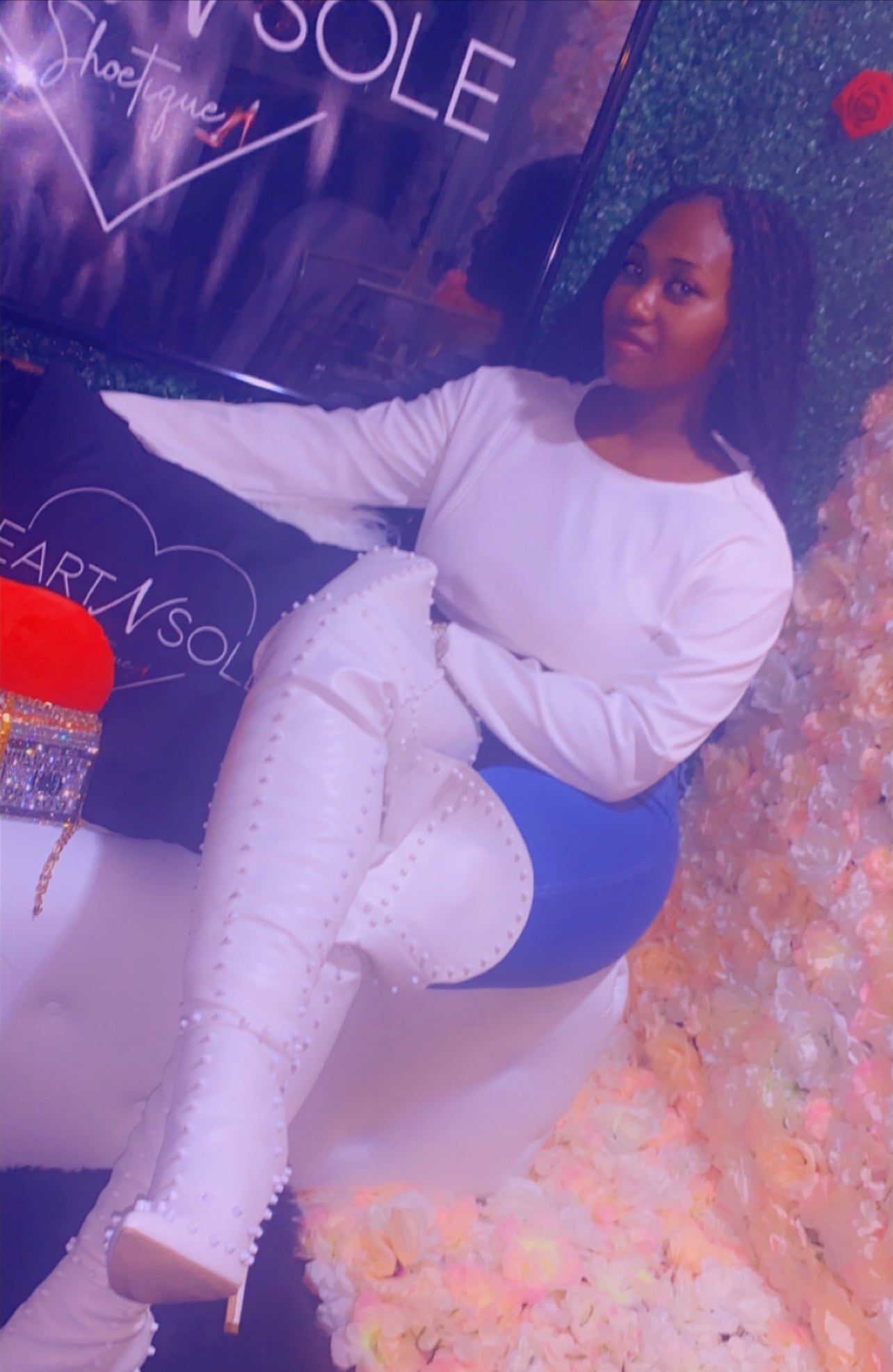 White leather crop top