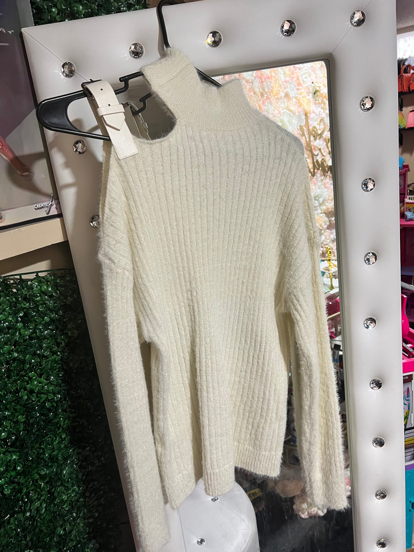 Ivory buckle sweater