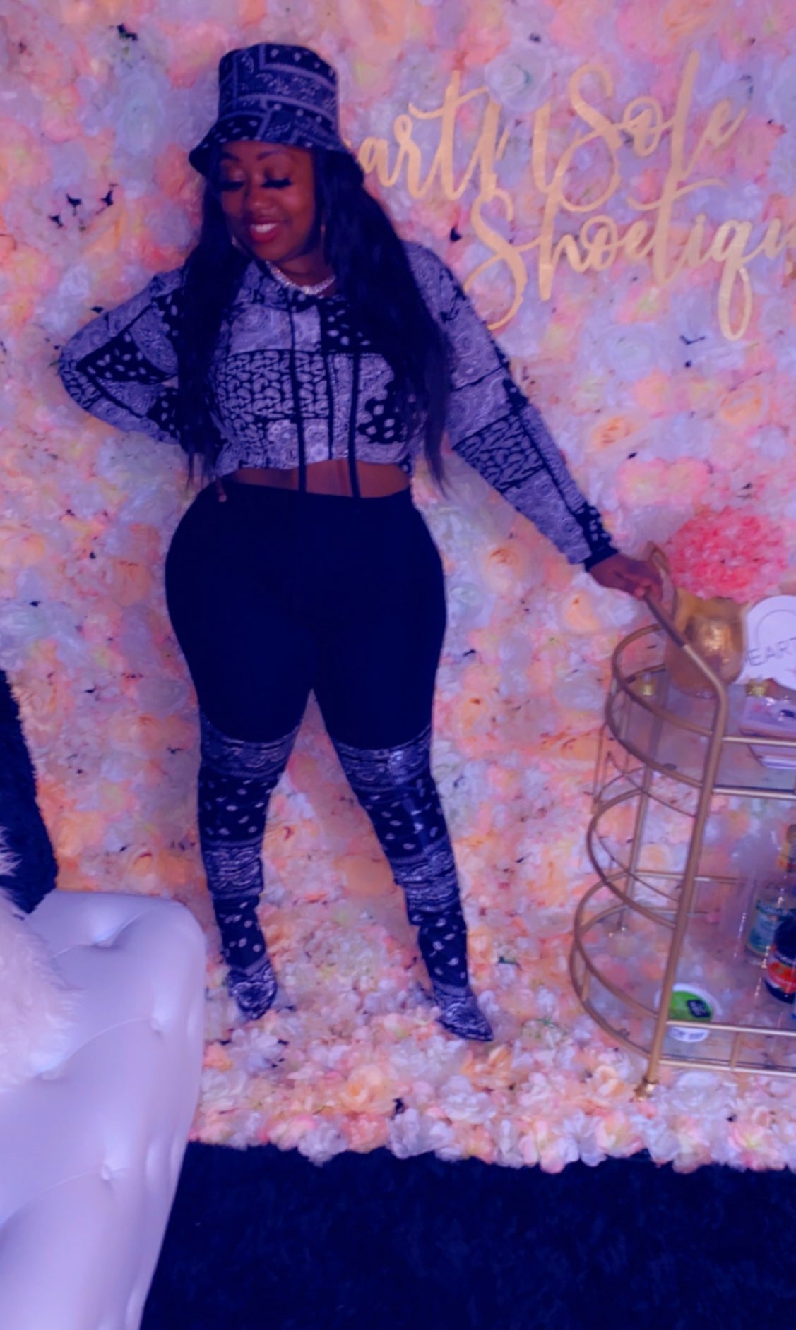 Black paisley print