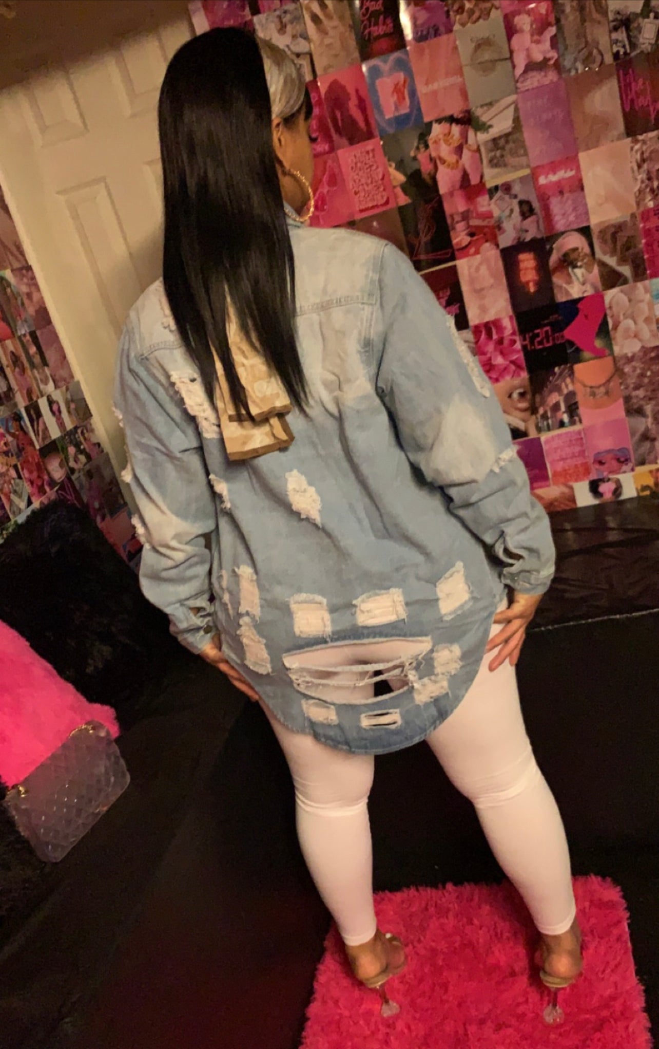 Long denim coat
