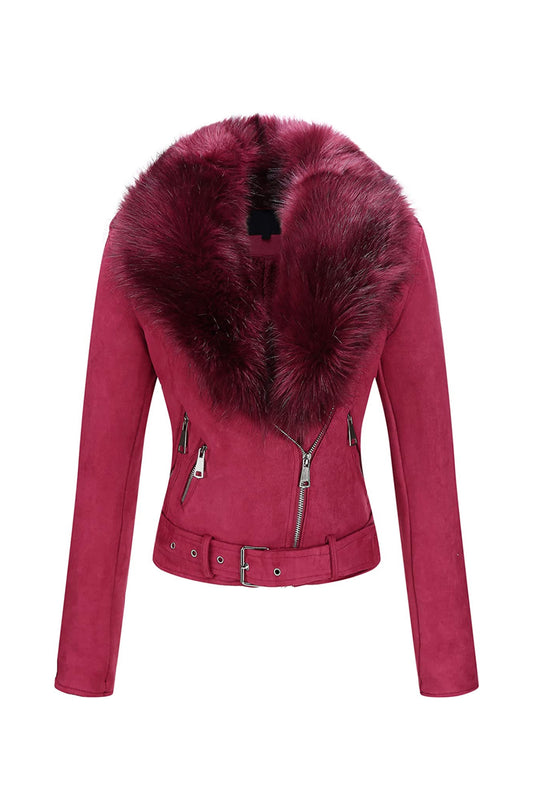 Red suede coat