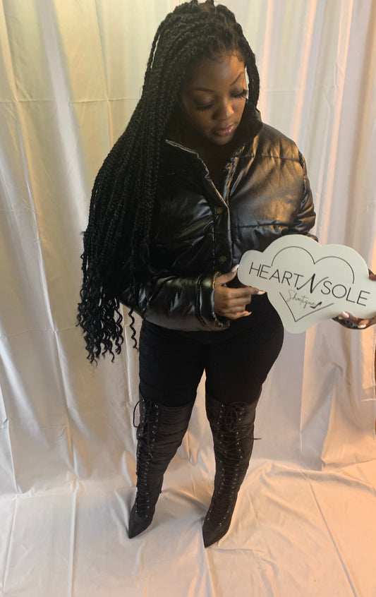 Crop puffer coat