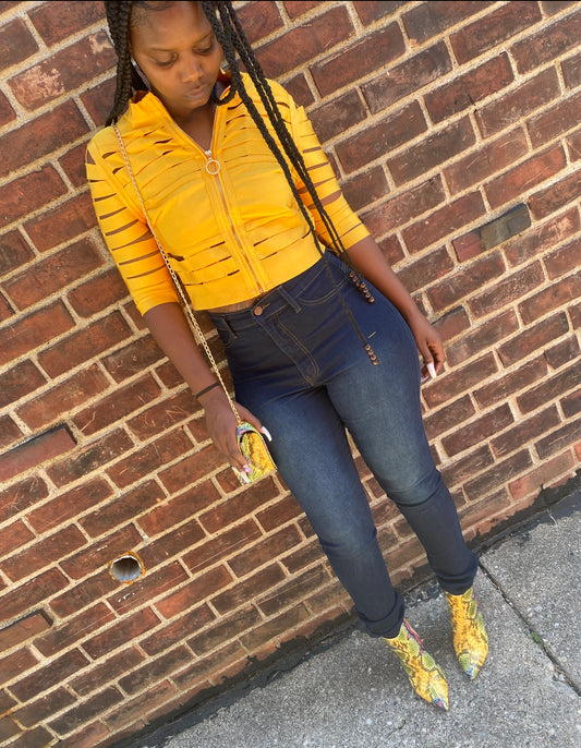 Mustard bandage jacket
