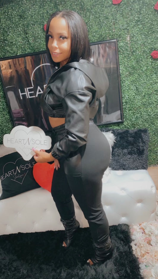 Hooded leather crop