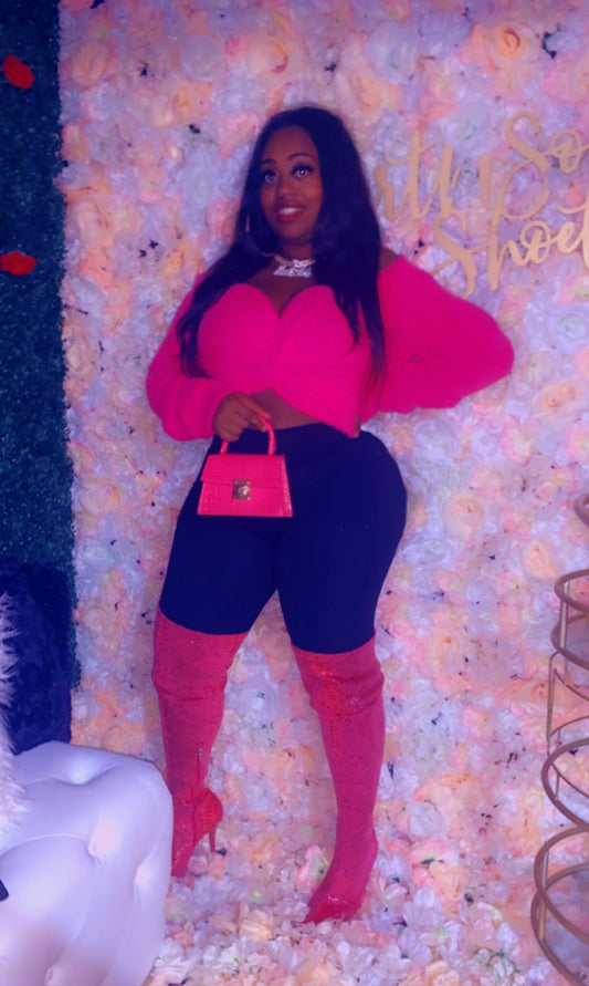 Pink fuzzy sweater